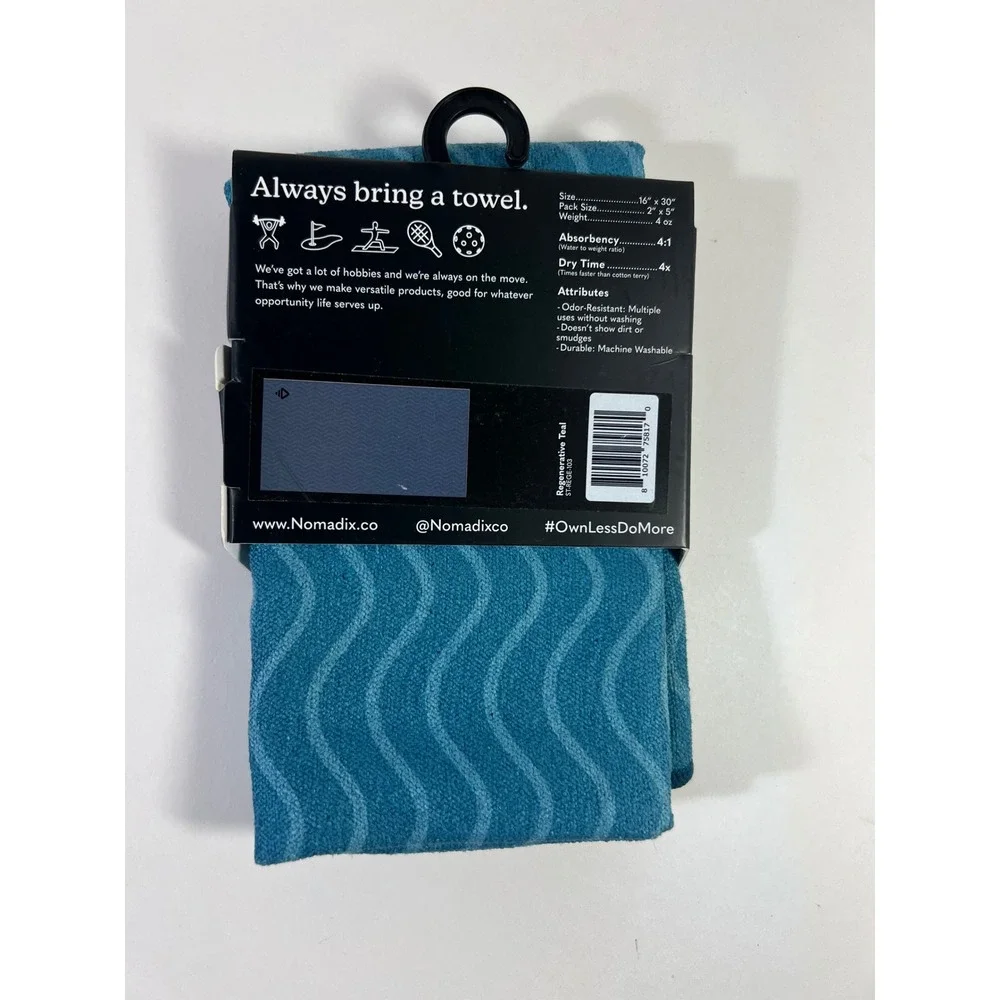 Nomadix Fitness Towel Regenerative Teal Wavy Microterry Quick Dry 16x30 NEW